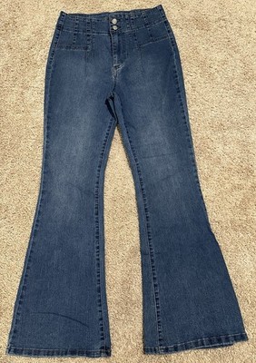 True Craft Women s Corset Waist Flair Jeans Size 10 Medium Wash Stretch