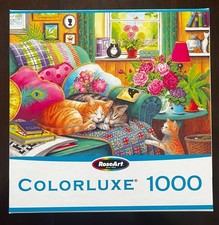 Rose Art Colorluxe Cat Nap 1000 piece Jigsaw Puzzle USED COMPLETE