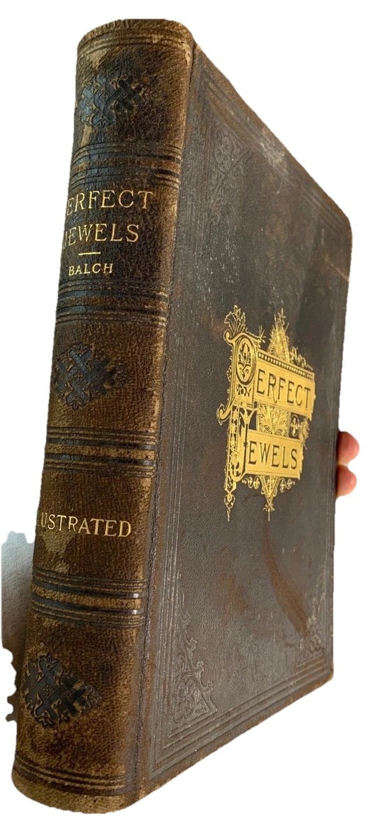 Antique Leather Gilded Gilt PERFECT JEWELS Balch Ornate Embossed