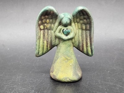 Spirit Angel Raku Figurine w/ Gemstone Jeremy Diller 2'' 