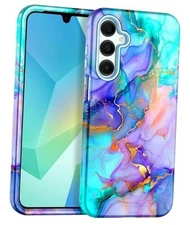  for Galaxy A16 5G Case,Heavy Duty Full Body Shockproof Protection Blue Marble