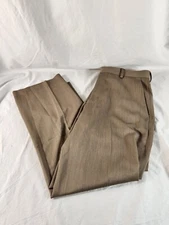 Haggar Womens Dress Pants Professional Slacks Beige 32 x 30 Pockets Belted
