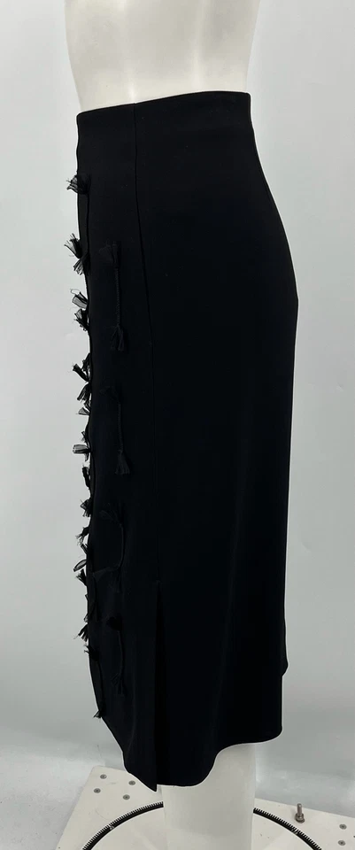 Falda midi línea A con apliques de borla negra Jason Wu talla 12 Foto 2 de 4