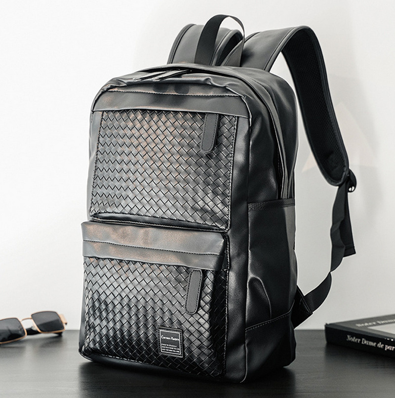 New Fashion Men Leather School Backpack Waterproof Laptop Travel Bag