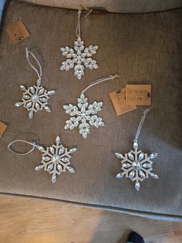 Glittering metal & crystal snowflake ornament 4.5"0-winter party decor nwt