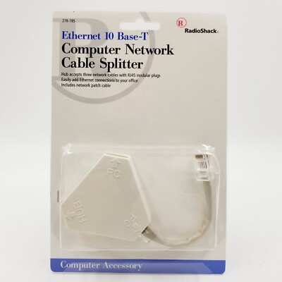 Radio Shack Ethernet 10 Base-T Computer Network Cable Splitter RJ45 Patch 