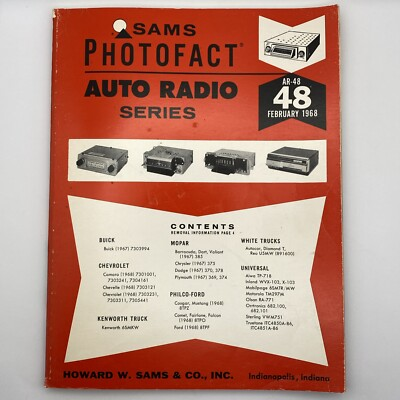 #ad #ad Sams Photofact Auto Radio Series Vol 48 February 1968 AR 48 Chevy Mopar Philco $9.95