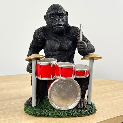 Trommler Gorilla Ornament Figur Skulptur Tier Statue Wohndeko Affe Geschenk