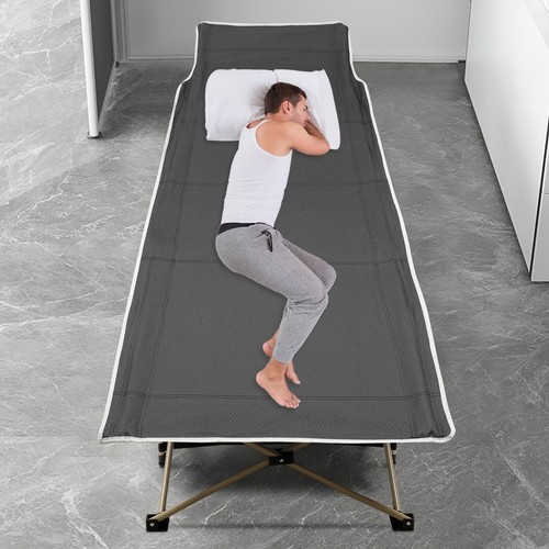 Adults Folding Sleeping Cot Guest Bed Heavy Duty Portable Cots Camping with Bag - Picture 3 of 22