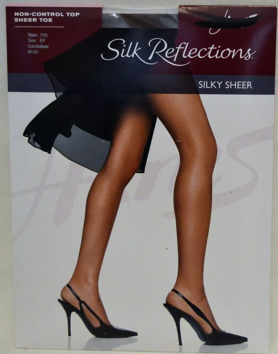 2 Pair Hanes NON Control Top Pantyhose Sheer Reinf Toe Black Brown EF Large 4U