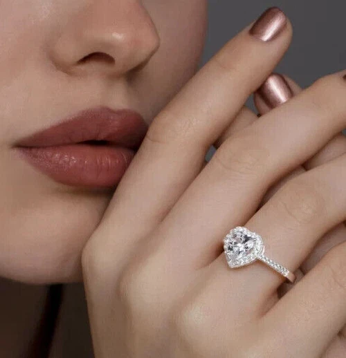 2.30TCW Heart Lab Grown Diamond Ring For Valentine Special Gift 14k White Gold - Image 3 of 4