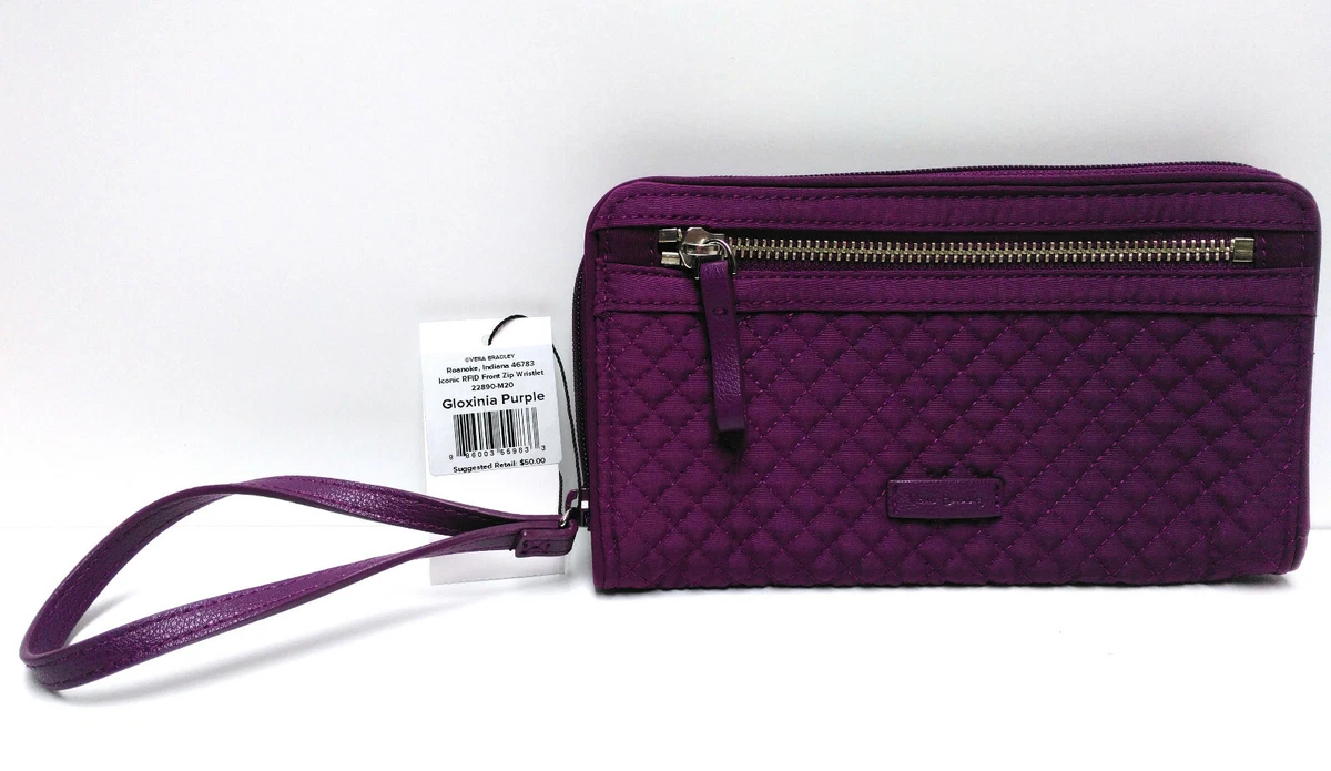 Vera bradley iconic best sale rfid front zip wristlet