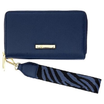 NEW Joy Luxe Leather  Double Wallet Wristlet with RFID Navy BLUE