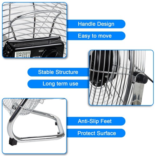 18 inch Velocity Floor Fan Industrial Electric Portable Cooling Fan 3 Speeds UK - Picture 7 of 7