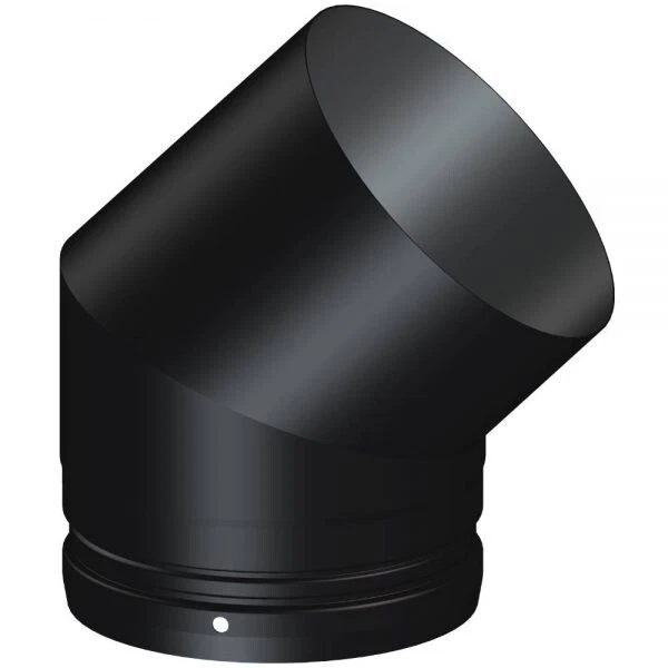 DINAK Matt Black Vit Smooth Stove Pipe Bend 45 deg 125mm 5" Black Elbow