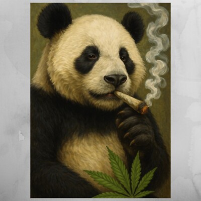 Panda raucht Gras Poster Schöne Wanddeko Dekoration