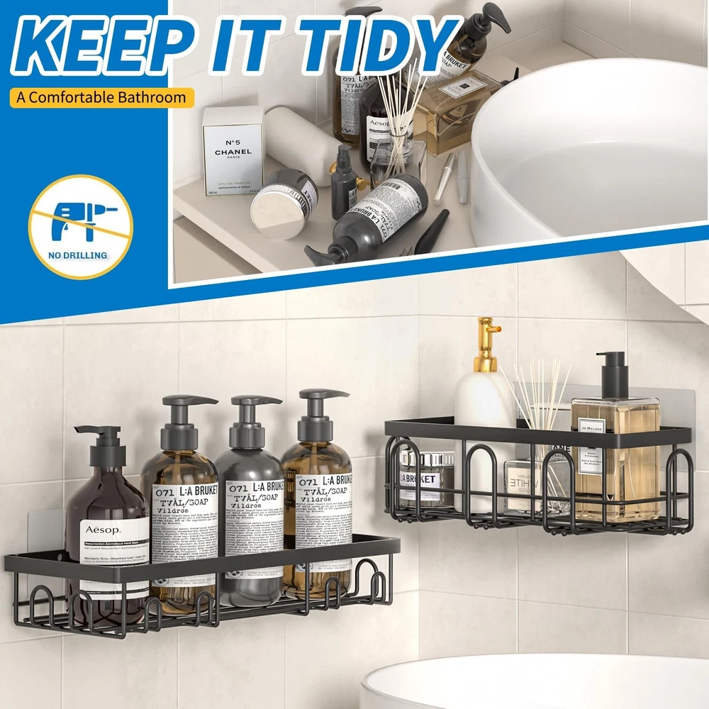 9-Pack Adhesive Shower Caddy Set for Bathroom Storage & Decor Fast Shipping