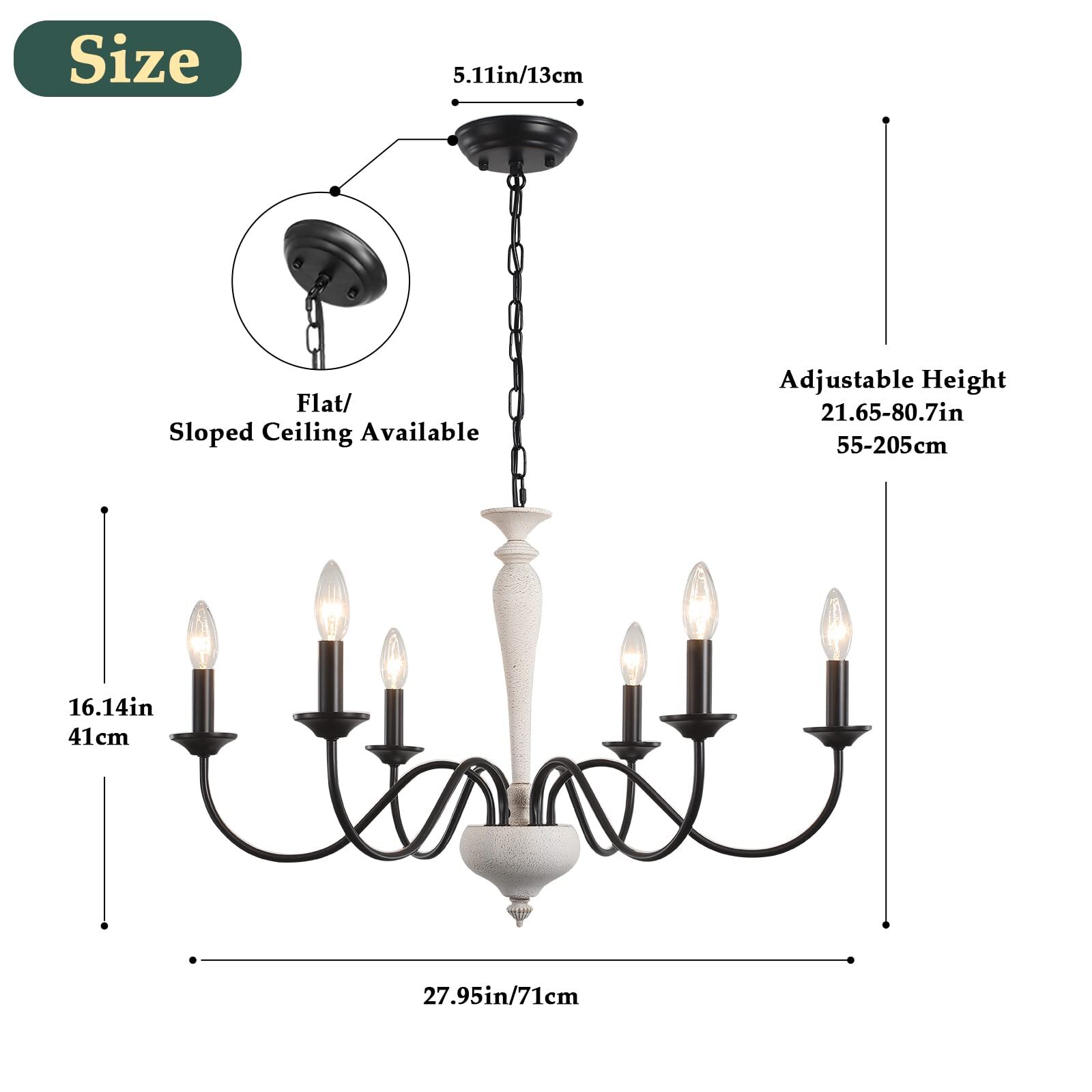 Farmhouse Chandelier White 6 Light Fixture French Country Lighting Dining Room eBay