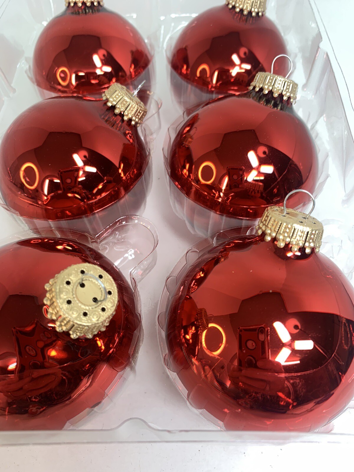 The Christmas Shoppe Red Glass Ornaments 6 Ornaments