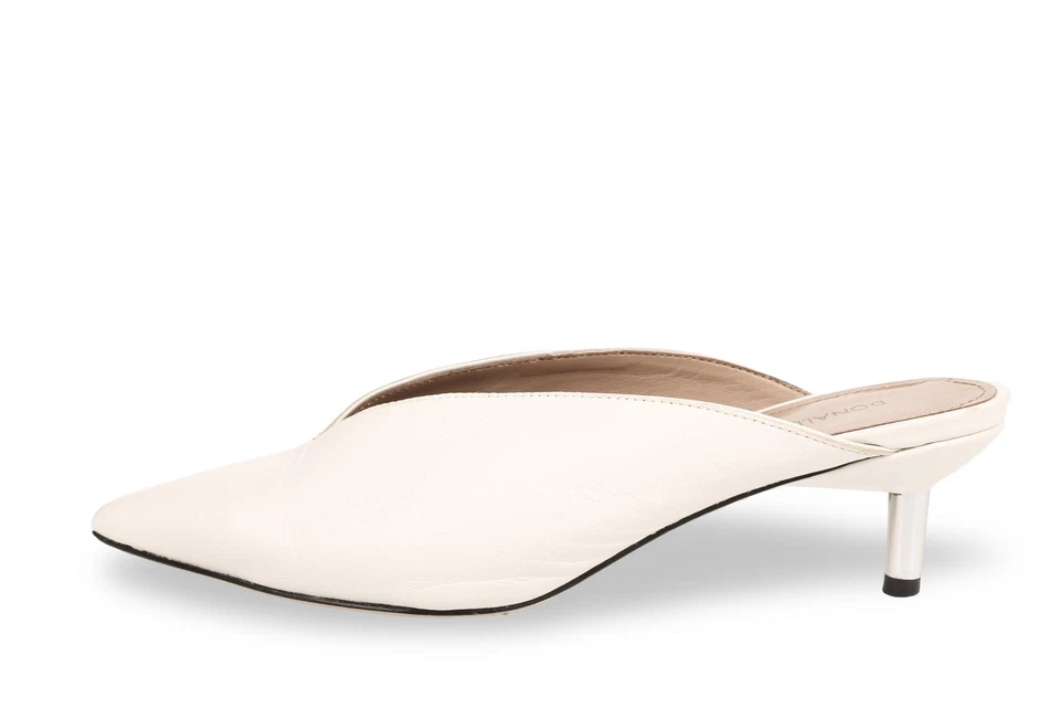 Donald Pliner Mula Metalizado Gatito Tacón Cuero Toboganes Talla 8M Foto 4 de 4