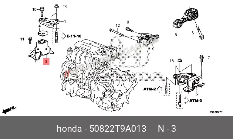 Se adapta a montaje de motor delantero derecho Honda HR-V 2016-2021 50822-T9A-013 GENUINO Foto 2 de 4