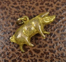 Victorian 15ct Yellow Gold Pig Pendant Charm