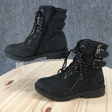 Blowfish Malibu Boots Youth 4 Rya-K Zip Buckle Moto Bootie Black Faux Leather