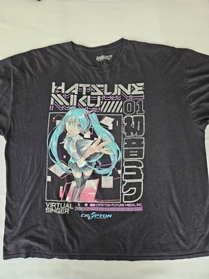 Hatsune Miku Virtual Singer T-Shirt Men's 3X Black Graphic Tee Vocaloid Anime