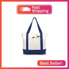 TOPDesign 1-Pack Canvas Tote Bag with an External Pocket, Reusable Grocery Shopp