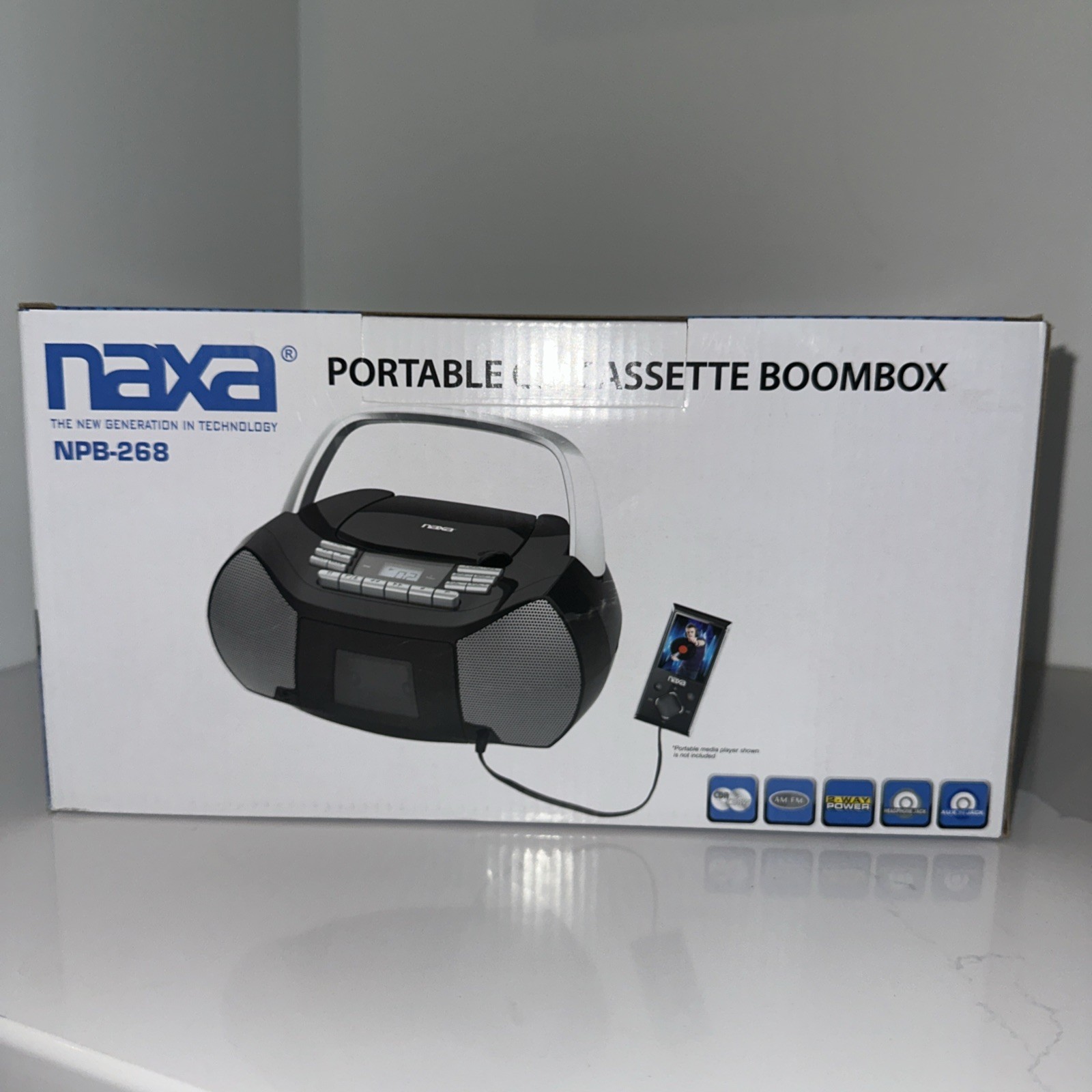 Naxa Electronics NPB-268 Portable CD/Cassette Boombox Silver