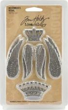 Metal Regal Adornments, 10 Charms per Pack, Various Sizes, Antique Nickel Finish