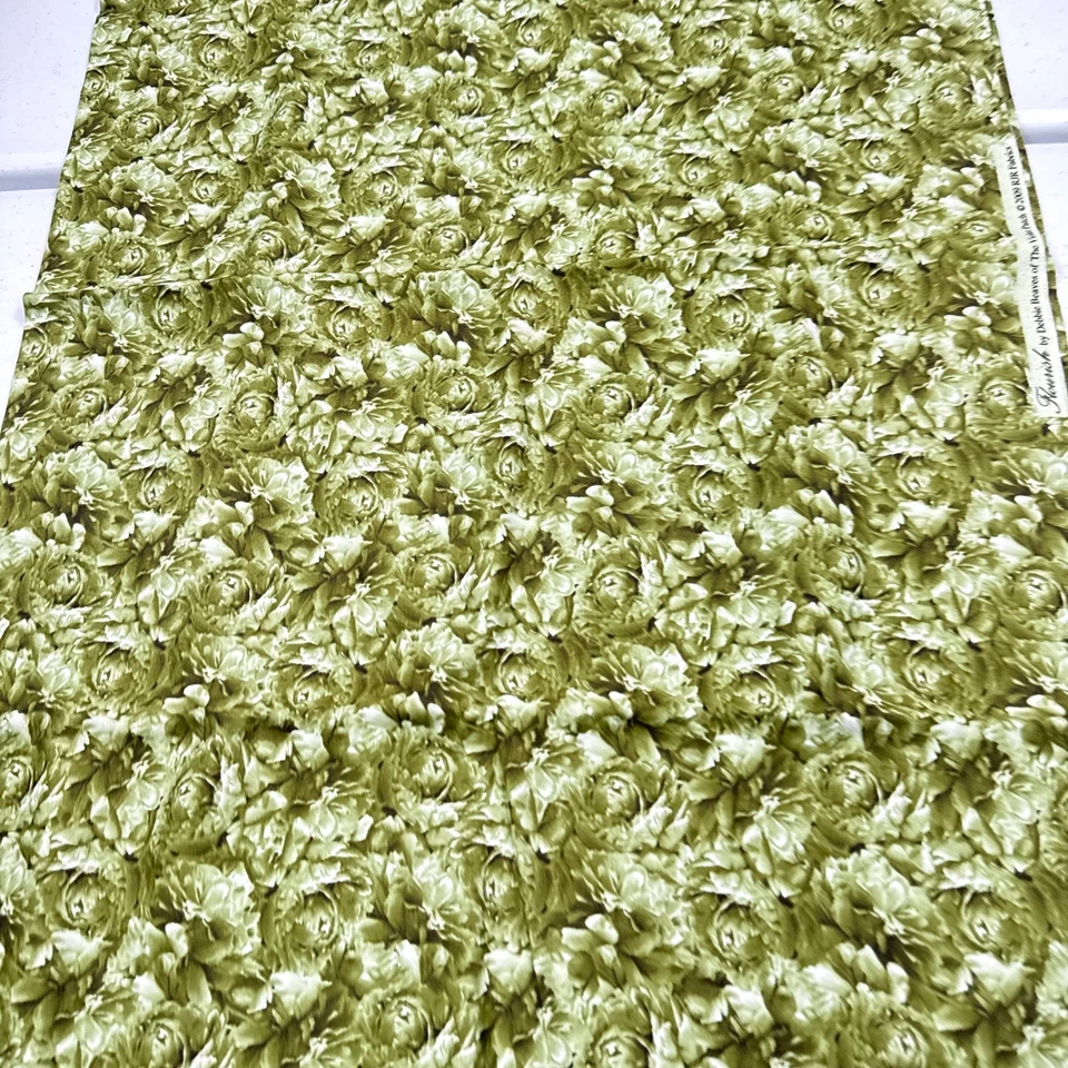 rjr fabric green roses floral flourish 2009 violet patch cotton 42x73 2 yards - Image 3 of 4