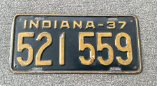 RARE 1937 INDIANA LICENSE PLATE ORIGINAL PAINT FORD CHEVY DODGE COUPE