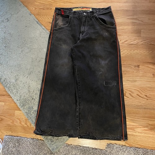 !! GRAIL!! 90s Vintage JNCO Red Fill CrossFader Wide Leg Skater Sz38x32 Rare - Picture 2 of 4