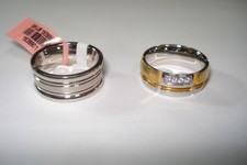 Womens Stainless Steel  Crystal Band Ring Set NWT Size 8
