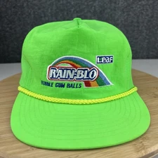 Vintage Rain-Blo Bubble Gum Balls Hat Cap Strapback OSFM Green Rope Logo Nylon