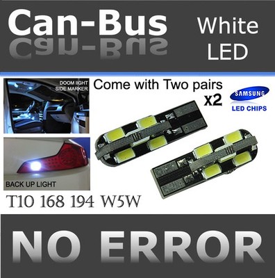 2 pair T10 Samsung 12 LED Chips Canbus White Fit Front Parking Light Lamps B421