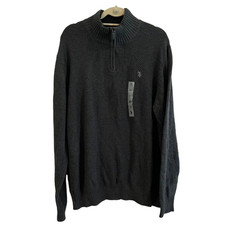 US Polo Association Quarter Zip Sweater Mens Grey Cotton Long Sleeve Size XL