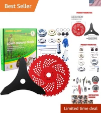 Versatile Brush Cutter & Trimmer Blades Set - 10" Carbon Steel & 9" Carbide Kit