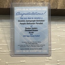 2025 Topps Chrome - Shedeur Sanders Purple REFRACTOR Auto Redemption /75 RA-SSA
