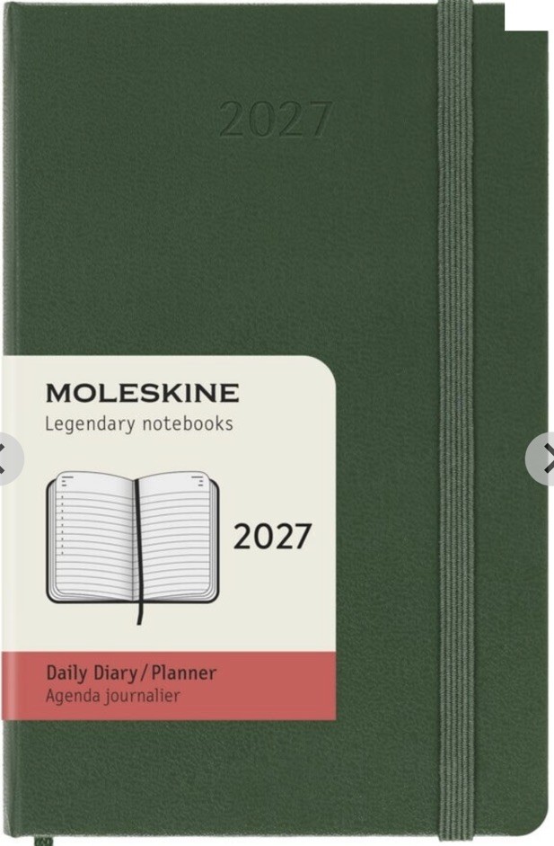 Moleskine 2027 12M Weekly hard cover daily diary Notebook planner myrtle green L