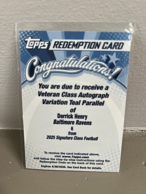 2025 Topps Signature Class Derrick Henry Teal Auto /225 Redemption Ravens