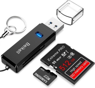 Beikell SD Kartenleser, Micro-SD/TF/SDHC/SDXC/MMC/SD, Kartenlese-Gerät, Adapter