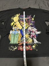 Vintage 1996 Yu-Gi-Oh Black Youth L Long Sleeve Lets Duel T-Shirt Anime