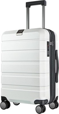 KROSER Handgepäck Trolley 20'' 55x40x20 Weiß Hartschale 4 Rollen USB TSA-lock