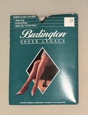 VTG Panty Hose Burlington Sheer Legacy, Black, Size Long, T11