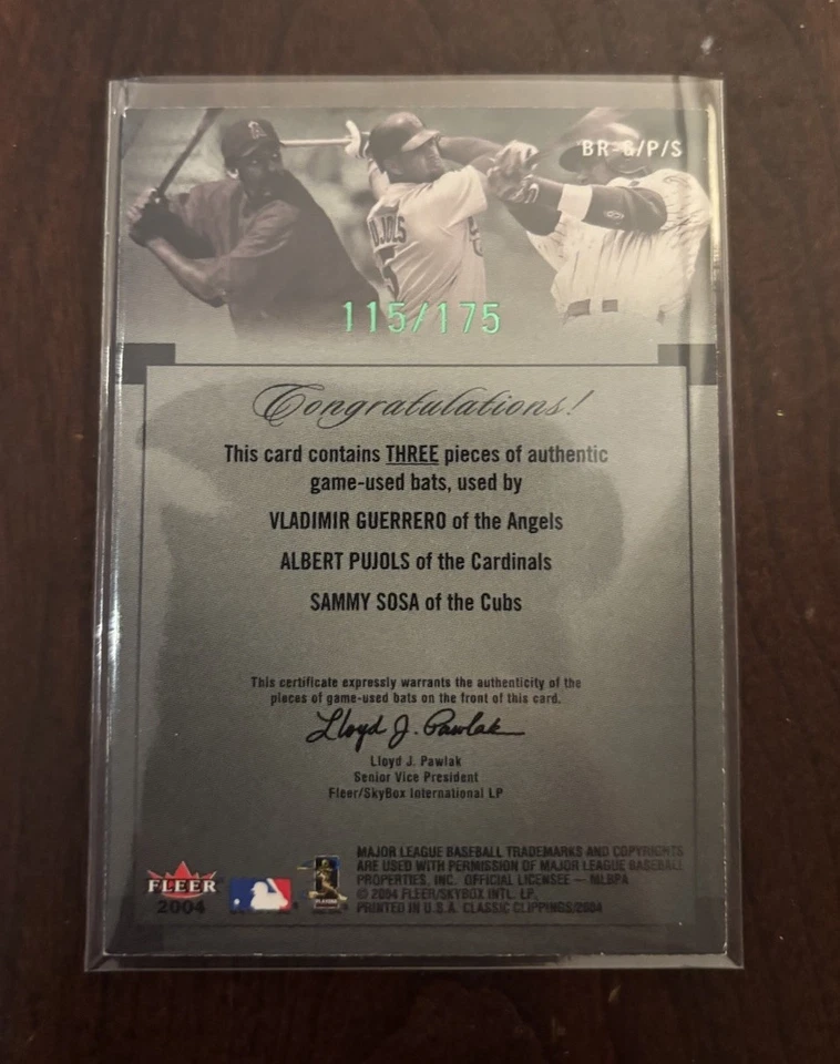 Guerrero / Pujols / Sosa - 2004 Classic Clippings Bat Rack - 115/175 - Imagem 2 de 2