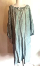 JW Anderson Striped Peasant Sleeve Loose Linen/Modal Dress Size L NWOT Pockets
