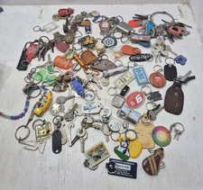 HUGE Bulk Estate Lot of Vintage Keychains & Keys Advertising Automotive Rings