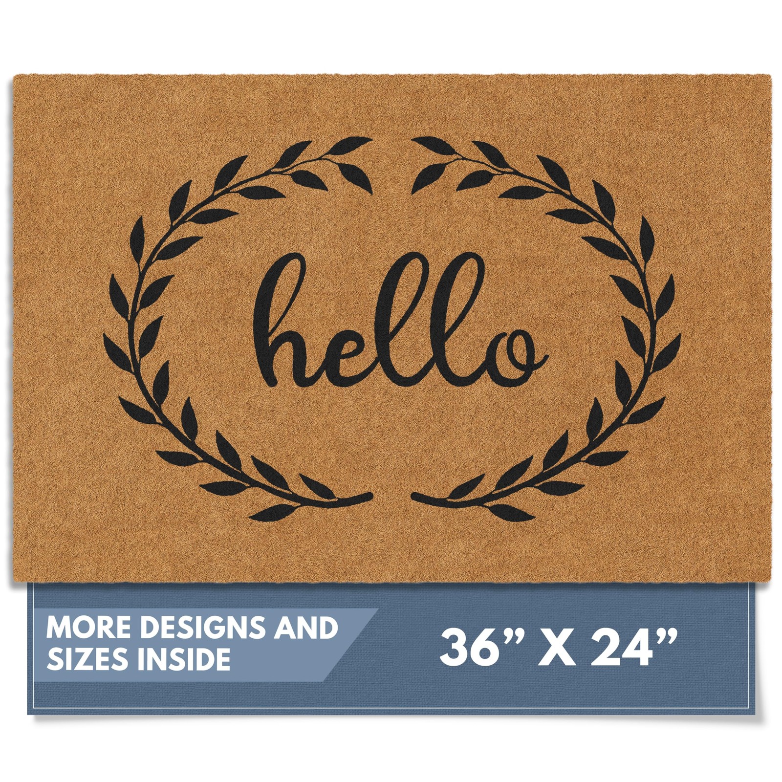 Natural Coco Coir Heavy Duty Backing Doormat - Large Cute Non-Slip Front Door...